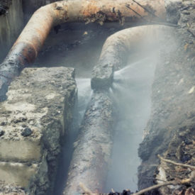 A leaking pipe under ground