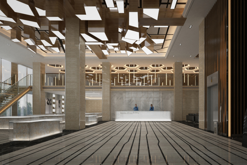 3d render of luxury hotel lobby entrance reception|||||
