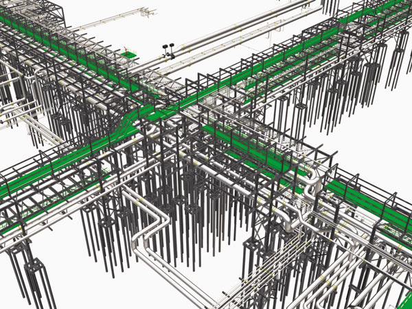 3D-модель инженерных сетей на эстакадах. Площадка ЦПС Южное Хыльчую. PLANT-4D