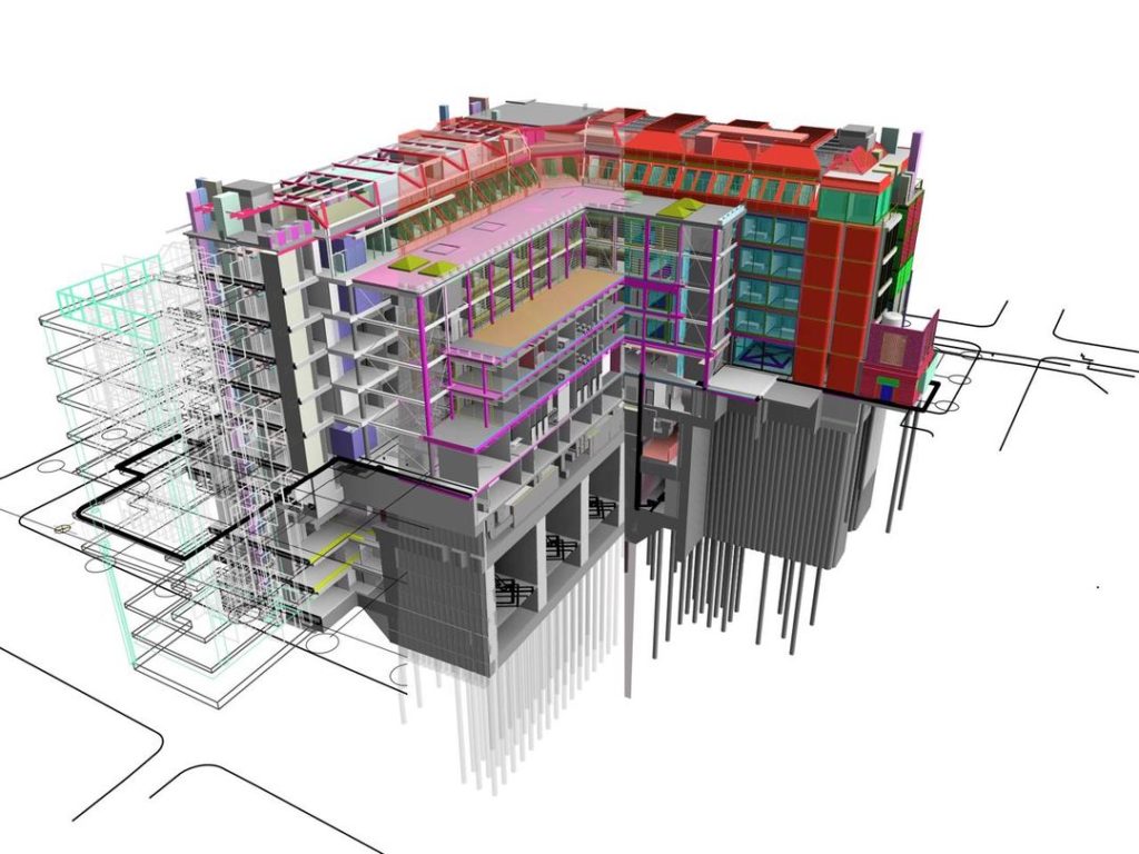 bim model of a building with multiple layers