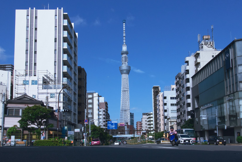 Vue de la rue Tokyo Skytree,
