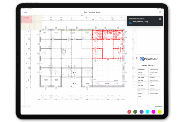 |Ausschnitt aus einem digitalen Bauplan|Planmanagement mit PlanRadar