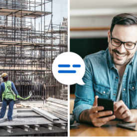 two construction professionals using technology for effective communication from office to construction site