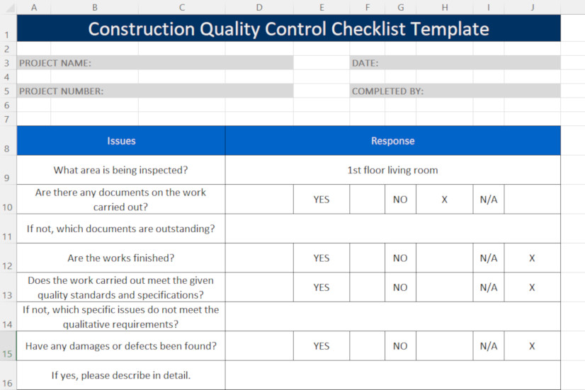 Quality Control Checklist Template for Construction