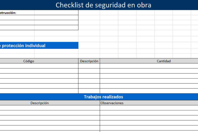 Checklist de seguridad en obra – Plantilla Excel