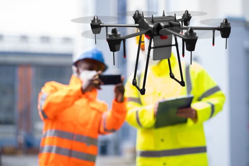 image fo a construction safety audit with a drone