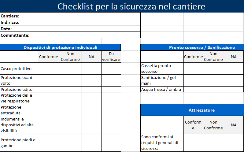 Sicurezza nei cantieri: come creare una check list per garantirla (scarica il modello Excel)