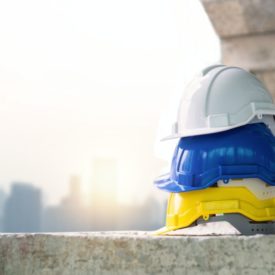 image of construction site safety hard hats