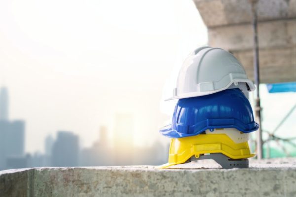 image of construction site safety hard hats