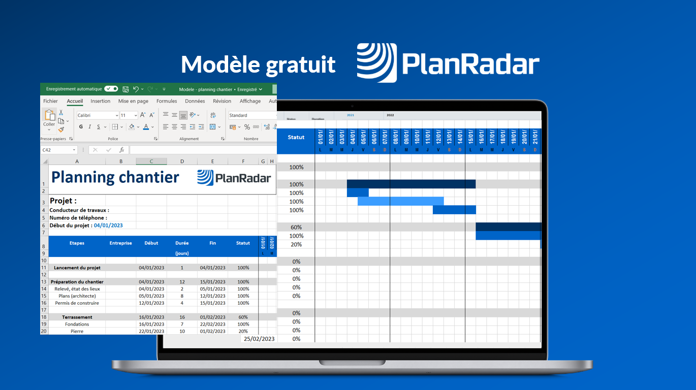 Planning de chantier : Modèle Excel gratuit à télécharger