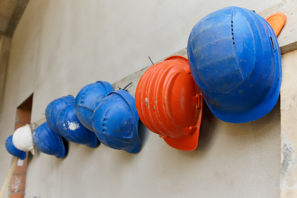 image of hard hats at a construction site