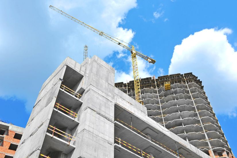 image of a construction building project with a crane