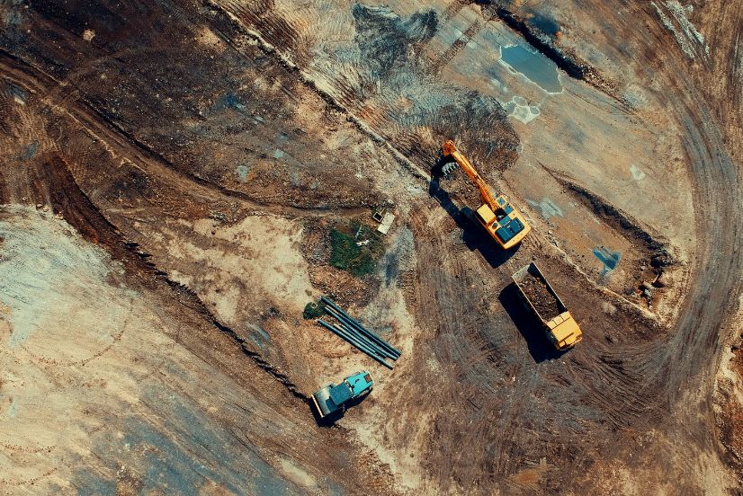 aerial image of a mining site