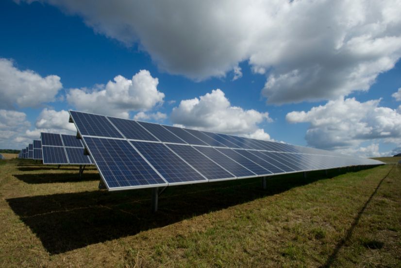 image of a solar panel bank on a renewable energy site